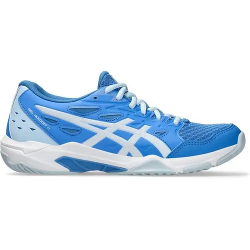 ASICS Damen Gel-Rocket 11 Sneaker - Blaue KÜSTE/Weiss, 37.5 EU - Damen-Sneaker mit atmungsaktivem Obermaterial und guter Dämpfung, ideal für Hallensport und Freizeit