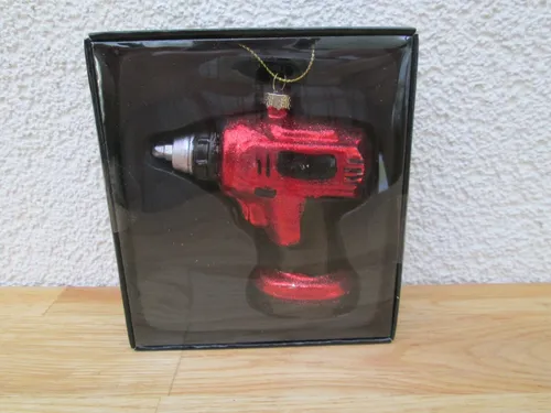Weihnachtshänger - Chrsitbaumschmuck  Bohrmaschine aus Glas Rot (B/H/T) 8x9x4cm