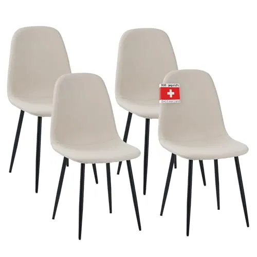 Albatros Esszimmerstuhl BARI 4er Set Beige - Moderne Polsterstühle im Retro Look, belastbar bis 110 kg, ideal für Esszimmer, Küche oder Wohnzimmer. Komfortable Rückenlehne und stilvolles Design.