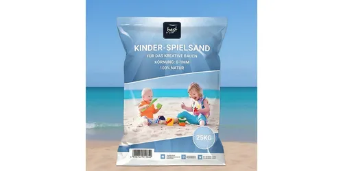 Best for Garden Spielsand 25 kg Feiner Spielsand – Natürlicher Quarzsand für sicheren Spielspaß (25kg Packung), Quarzsand für Sandkasten Dekosand
