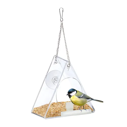 Vogelfutterhaus Fensterfutterspender – Transparente Futterstation - Vogelfuttersäulen & -häuschen, mit 1 Jahr Herstellergarantie und platzsparendem Design für Ihre Fenster – ideal zur Vogelbeobachtung.