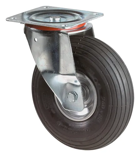BS Rollen Lenkrolle 200 mm - Transportrolle mit 75 kg Tragkraft - Industrierollen mit Platte, ideal für schwere Lasten, ausgestattet mit langlebigem Luftrad für optimale Mobilität und Geräuschreduzierung.