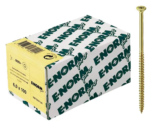 E-NORMpro Spanplattenschrauben Senkkopf verzinkt gelb TX 6,0 x 50 /... 100 Stück