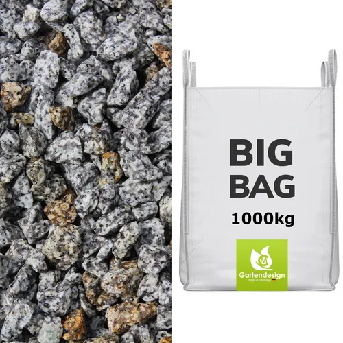 Fichtelgebirgs Granit Splitt 8/16mm - 1000 kg BigBag - Hochwertiger Granit Splitt in grau/braun, ideal für vielfältige Gartendeko-Projekte. Robuste Qualität für langlebige Gestaltungselemente.