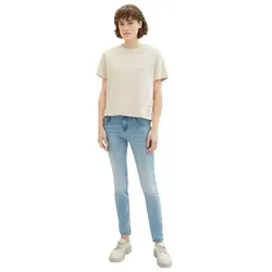 TOM TAILOR Damen Tapered Relaxed Jeans - Light Stone Blue Denim - Stylische Jeans im Five-Pocket-Style mit Kordelzug und Tapered Relaxed Fit für optimalen Tragekomfort und Bewegungsfreiheit. Ideal für jeden Anlass!