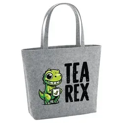 Huuraa Filzshopper Tea Rex Dinosaurier 22 Liter Grey Melange Filztasche Geschenkidee - Grau