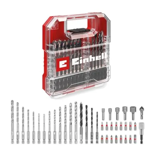 Einhell Einlegeset 18x18.5x4.2cm - 40 Stück - Handwerkzeug-Set mit 40 hochwertigen Einsätzen, ideal für präzise Arbeiten mit Bohrmaschinen und Schraubern. Praktisches Gehäuse für einfache Aufbewahrung.