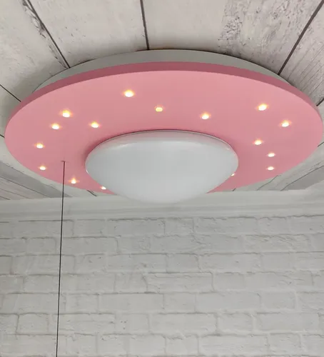 Niermann Deckenleuchte Starlight, rosa - Kinderlampe mit Nachtlichtfunktion, ideal für gemütliche Nächte und einfaches Wechseln des Leuchtmittels dank E27 Fassung.
