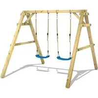 Wickey Doppelschaukel Sky Dancer Prime - Gartenschaukel mit Holzgestell - Doppelschaukel aus massivem, wetterfestem Holz, ideal für kreative Spielideen. Fördert Motorik & Teamspiel. 10 Jahre Garantie auf Holzelemente!