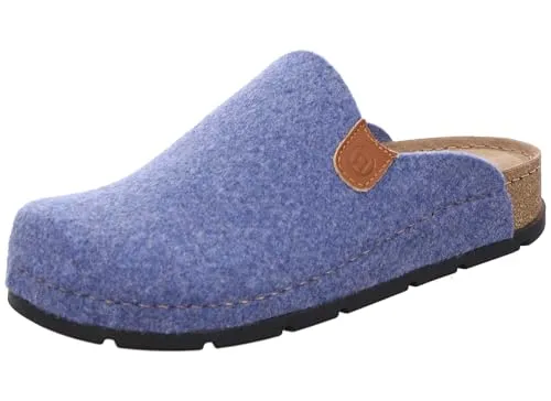 Rohde Damen Pantoffel Hausschuh Filz Ledersohle gepolstert D.Soave 6010, Größe:40 EU, Farbe:Blau