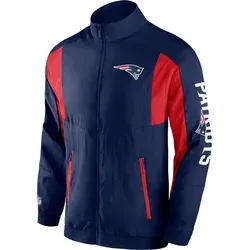 Fanatics NFL New England Patriots Trainingsjacke Herren - Funktionsjacke mit Vereinsdetails der New England Patriots; stylishes Colorblock-Design für sportlichen Look und optimale Bewegungsfreiheit dank Halbraglanärmel.
