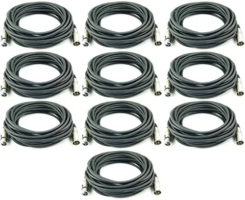 Adam Hall Cables 10 Stück K3MMF1000 Mikrofonkabel XLR female auf XLR male DMX Audio Kabel 3 pol polig (10 m, Schwarz, 10)