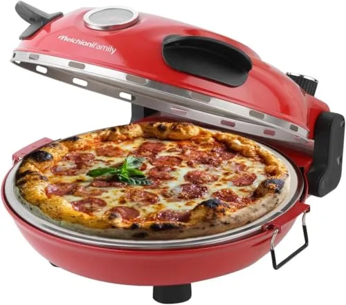 Melchioni Pizzaofen BELLA Napoli Plus - Pizzaofen mit Schamottstein für authentische Steinofenpizza in nur 3–5 Minuten. Mit 400 °C und doppelter Heizleistung ideal für Pizza-Liebhaber.