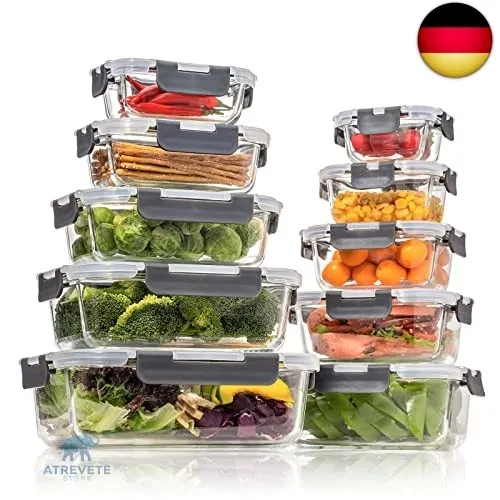 Vorratsbehälterset aus Glas, Glas-Frischhaltedosen,Aufbewahrungsbehälter für Kü