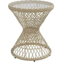 Outsunny Beistelltisch - Eleganter Gartentisch im Boho-Stil - Gartentische aus gehärtetem Glas, ideal für entspannte Abende im Freien, robust und pflegeleicht – perfekt kombinierbar mit PE-Rattan-Möbeln.