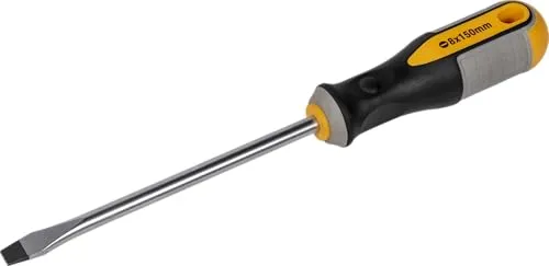 Roughneck Schlitzschraubendreher mit konischer Spitze – Magnetische Spitze, Klinge aus S2-Stahl und Softgrip-Griff – 8 x 150 mm