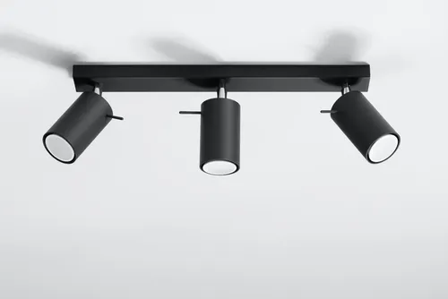 Deckenleuchte RING 3 schwarz - 3xGU10 40W von Sollux Lighting - Moderne Deckenleuchte in Schwarz mit 3 beweglichen Lampenschirmen für individuelle Lichtgestaltung. Ideal für jeden Raum und einfach zu montieren. Hochwertiger Stahl für Langlebigkeit.