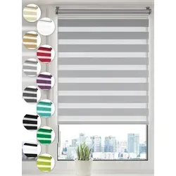 Doppelrollo Klemmfix ohne Bohren Rollos für Fenster und Tür Seitenzugrollo, Sonello, blickdicht, ohne Bohren, freihängend, Klemmfix, 50cm x 100cm Grau Duo Rollo, Lichtschutz, Jalousie mit Klemmträger grau 50 cm x 100 cm