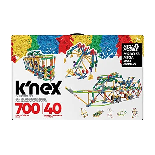 K'Nex Basic Fun Mega Models Bauset, 3D Lernspielzeug für Kinder, 700-teiliges STEM-Lernset, Ingenieurwesen für Kinder, buntes Bauset mit 40 Modellen für Kinder ab 7 Jahren