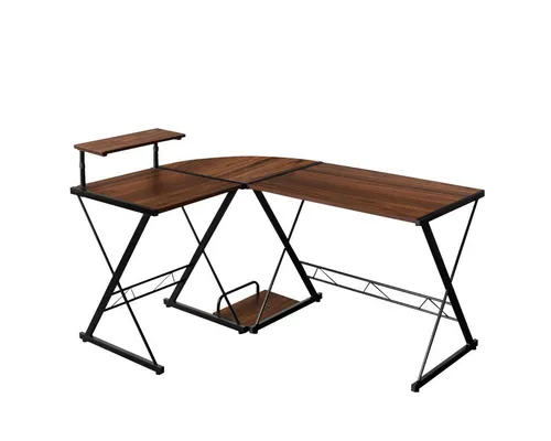 COSTWAY Computertisch, Monitorregal, CPU-Ständer, Metallrahmen, 147x112x79cm