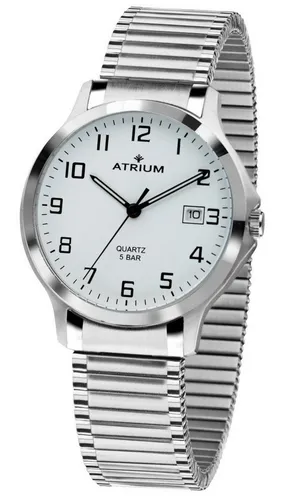 Atrium Herren Armbanduhr Edelstahl Analog Quarz mit Datum - Armbanduhren für Herren mit elastischem Zugband, 5 bar wasserdicht und sehr gut ablesbarem Zifferblatt - ideal für Senioren und unkomplizierten Tragekomfort.