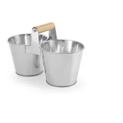 Hendi Besteckhalter Doppeleimer mit Griff aus Stahlblech in silber von HENDI