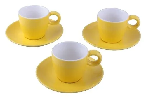 Espressotasse mit Untertasse 0,1 Liter gelb Set Espresso Espressotassenset Tasse