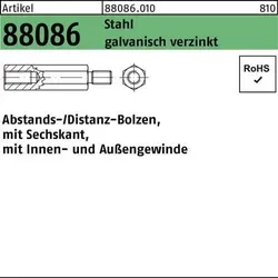Sechskantabstandsbolzen ART 88086 I/A St. gal Zn M6 x 30 - Sonstige Elektroinstallationsartikel, galvanisch verzinkter Stahlbolzen mit Sechskant, ideal für stabile Verbindungen und langlebige Anwendungen.