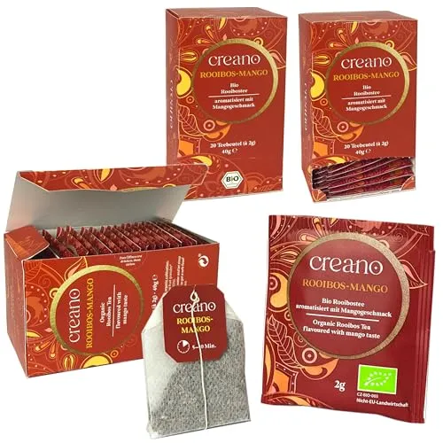 Creano Bio Tee ROOIBOS-MANGO, Rooibostee, BIO Teebeutel-Tee 3er Pack (3x 20 Beutel)