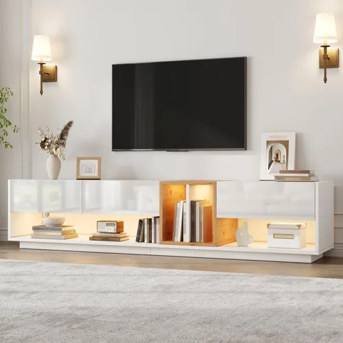 okwish TV-Lowboard mit LED-Beleuchtung und App-Steuerung in Weiß