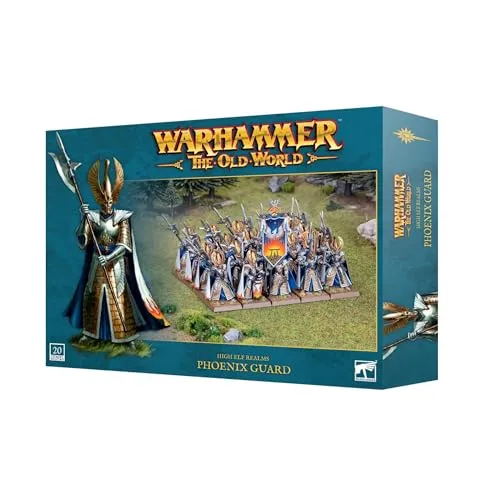 Warhammer The Old World - High Elf Realms Phoenix Guard - Tabletop Spiel mit 20 unbemalten Phönixgarde-Miniaturen, ideal für den Bau von Eliteeinheiten der Hochelfen. Perfekt für Sammler und Strategen!