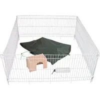 Eckiges Freilgehege dobar inkl. Netz 119,5x119,5x52 cm - Käfige, Auslauf & Gehege - Robustes Metallgehege für sichere Freilaufmöglichkeiten und optimalen Schutz Ihrer Tiere.