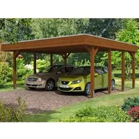 Doppelcarport SKAN HOLZ Friesland  - Gartenhäuser, Geräteschuppen & Carports – Robuster Doppelcarport mit Flachdach, inklusive EPDM-Dachfolie für optimalen Wetterschutz und langlebige Nutzung.