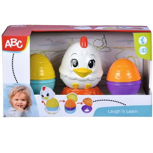 Simba 104010184 ABC Stapelhühnchen, Roly-Poly Hühnchen mit Eiern zum Stapeln, Ineinanderstecken, Matroschka, Nest für Halt, 11cm, ab 12 Monaten