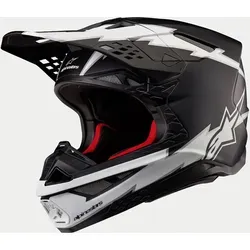 Alpinestars Supertech S-M10 Ampress 2024 Motocross Helm, schwarz-weiss, Größe L - Leichter Motocross Helm mit ECE-Zulassung und Doppel-D-Verschluss für hohen Tragekomfort und Sicherheit. Ideal für anspruchsvolle Fahrer.
