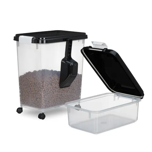 Hundefutter Aufbewahrungsbox - Futtertonne für Tierfutter - Praktische Hundefutterbox aus transparentem Kunststoff, 46,5 cm hoch und ideal zur luftdichten Aufbewahrung von Futter. Perfekt für frisches Futter und einfache Handhabung.