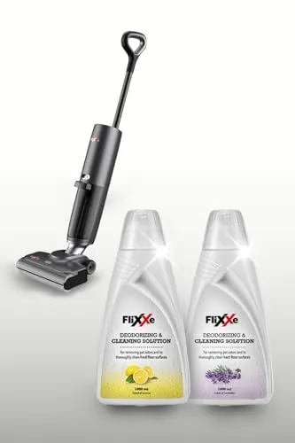 Flixxe X3 Premium 2-in-1 Nass-Trockensauger incl. 2 Liter Reinigungslösung – Kabellos, 200W Leistung, 40 Min Laufzeit, Selbstreinigung, X-Sense Technologie, Beidseitige Kantenreinigung (grau)
