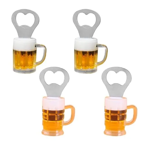 4-Teiliger Bierglas-Flaschenöffner, Magnetischer Flaschenöffner, Metall-Flaschenöffner, Kreativer Kühlschrankmagnet, Personalisierter Kappenöffner, Tragbarer Bierflaschenöffner