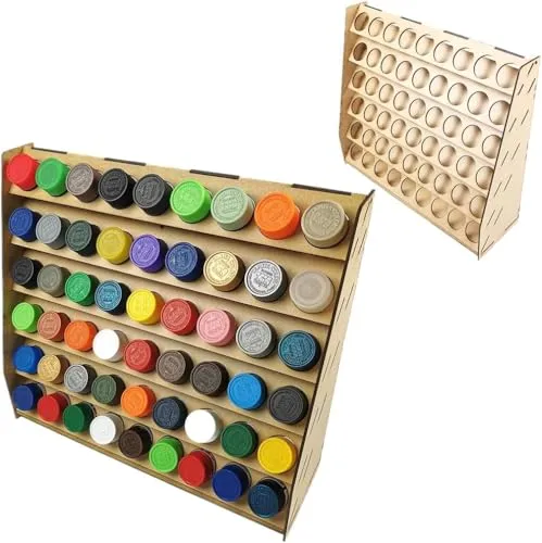 HobbyHold Farbregal Modellbau 54 Löchern - Holz Modellbau Zubehör - Paint Rack Lasergeschnitten 36mm - Paint Station Ideal für Vallejo und Citadel Farben - Farbständer einfache Montage