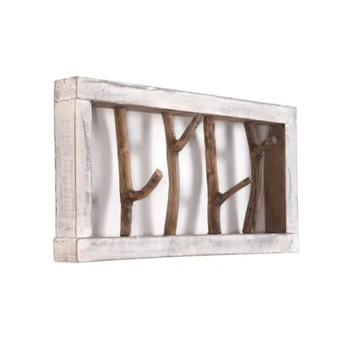 DESIGN DELIGHTS RUSTIKALE WANDGARDEROBE Limb - Garderobenständer aus massivem Recyclingholz im natürlichen Ast-Look mit 4 Kleiderhaken, ideal für kleine Räume und handgefertigt in einer Manufaktur.