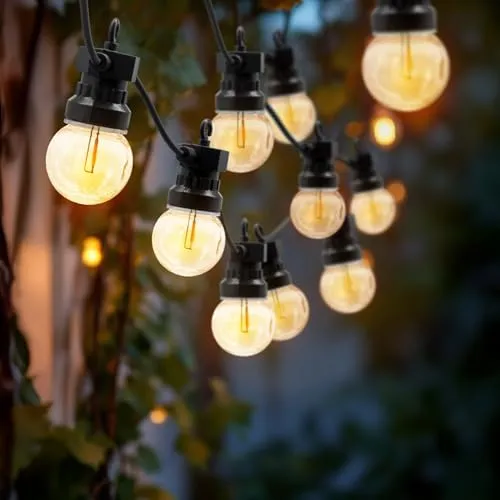 LED Außen Lichterkette mit Timer - 20 Glühbirnen, 950 cm - Lichterketten für Außen & Innen, mit 20 warmweißen LED Glühbirnen und praktischer Timer-Funktion für stimmungsvolle Gartenbeleuchtung.
