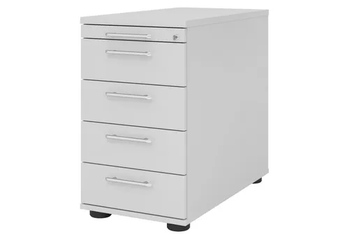Bümö Office Standcontainer mit 4 Schubladen in Grau - Der Bümö Office Standcontainer bietet mit 4 Schubladen optimalen Stauraum für Büromaterialien. Robuster Korpus und höhenverstellbare Füße garantieren Stabilität und Komfort im Büro.