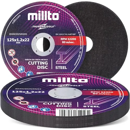 10x Millto Trennscheibe Metalltrennscheibe 125x1,2 mm Stahl Edelstahl Metall Blech für Winkelschleifer Schneidewerkzeug Metallbearbeitung Präzisen Schnitten Hohe Qualität