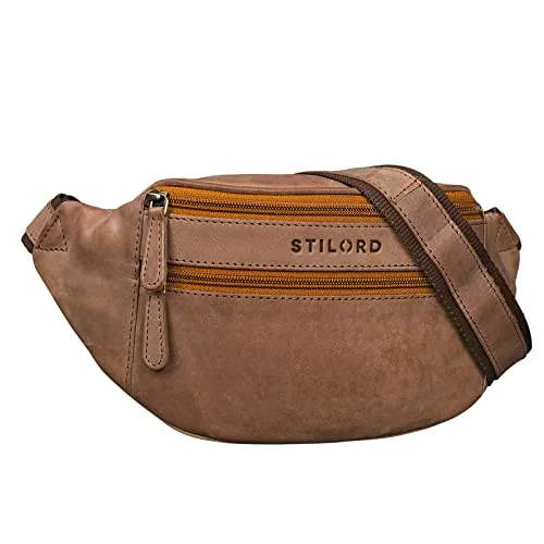 STILORD 'Marian' Gürteltasche Leder Vintage für Herren Damen Bauchtasche Hüfttasche für Handy Kosmetik Kamera Reisen Party Konzerte Festival Echtleder, Farbe:Cognac - Hellbraun