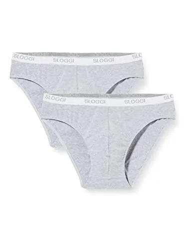 Sloggi Herren Slips 2er Pack - Basic Mini, einfarbig Grau S - Herrenunterhosen aus 94% Baumwolle, komfortable Basic Mini Slips im praktischen 2er Pack mit elastischem Gummibund für perfekten Sitz.
