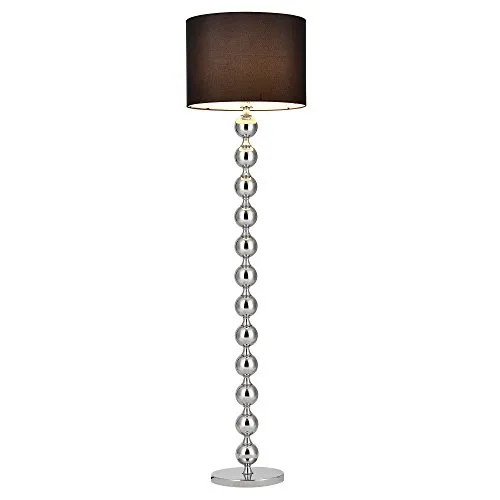 lux.pro Stehleuchte Spheric Black – Stilvolle Standleuchte mit Schirm Ø48 cm - Moderne Standleuchte aus Metall und Stoff, ideal für stilvolle Wohnräume. Mit 1xE27 Fassung (max. 60W) und elegantem Design in Schwarz und Chrom.