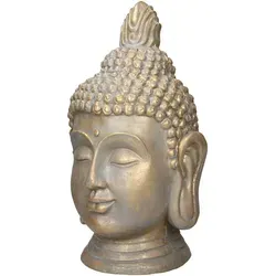 ECD Germany Buddha Kopf Statue 74,5 cm - Gartenfigur in Bronzeoptik, ideal für Yoga und Feng Shui, schafft eine entspannende Atmosphäre in Ihrem Zuhause oder Garten.