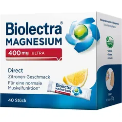 Biolectra Magnesium 400 mg Direct Sticks Zitrone, 40 Stück - Magnesiumpräparate für normale Muskelfunktion, hochdosiert mit 400 mg pro Stick. Praktische Micro-Pellets zur Einnahme ohne Flüssigkeit, ideal für unterwegs.