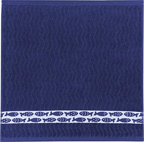 KRACHT Frottee Frottier Küchentuch Geschirrtuch Fische blau 50x50 cm