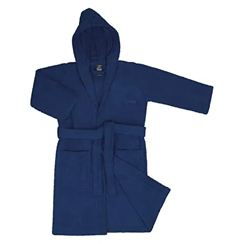 OAHOO Kinder Bademantel für Mädchen und Jungen (1 Stück) Baumwoll-Frottee mit Kapuze - Navy 158-164